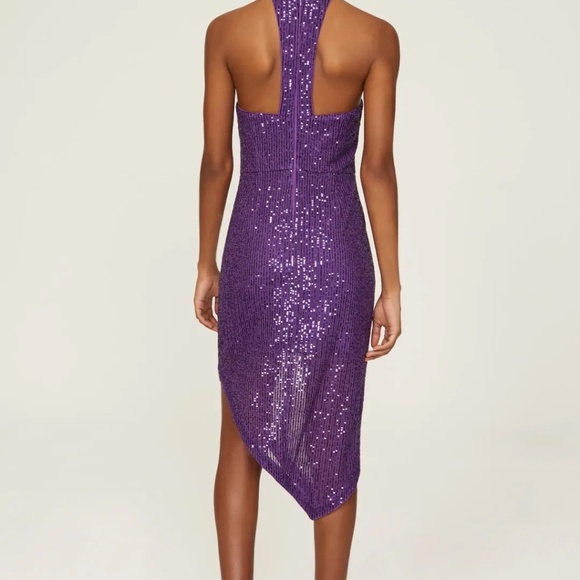 NWOT TOCCIN Sequin Asymmetric Dress Purple - Size 2 - Picture 5 of 5